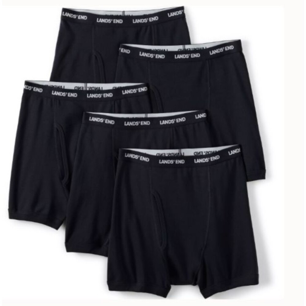 Lands’ End Boxer briefs Mens 4XL 4x 4XLT black Cotton Knit 5 Pack NWT $74.95 new